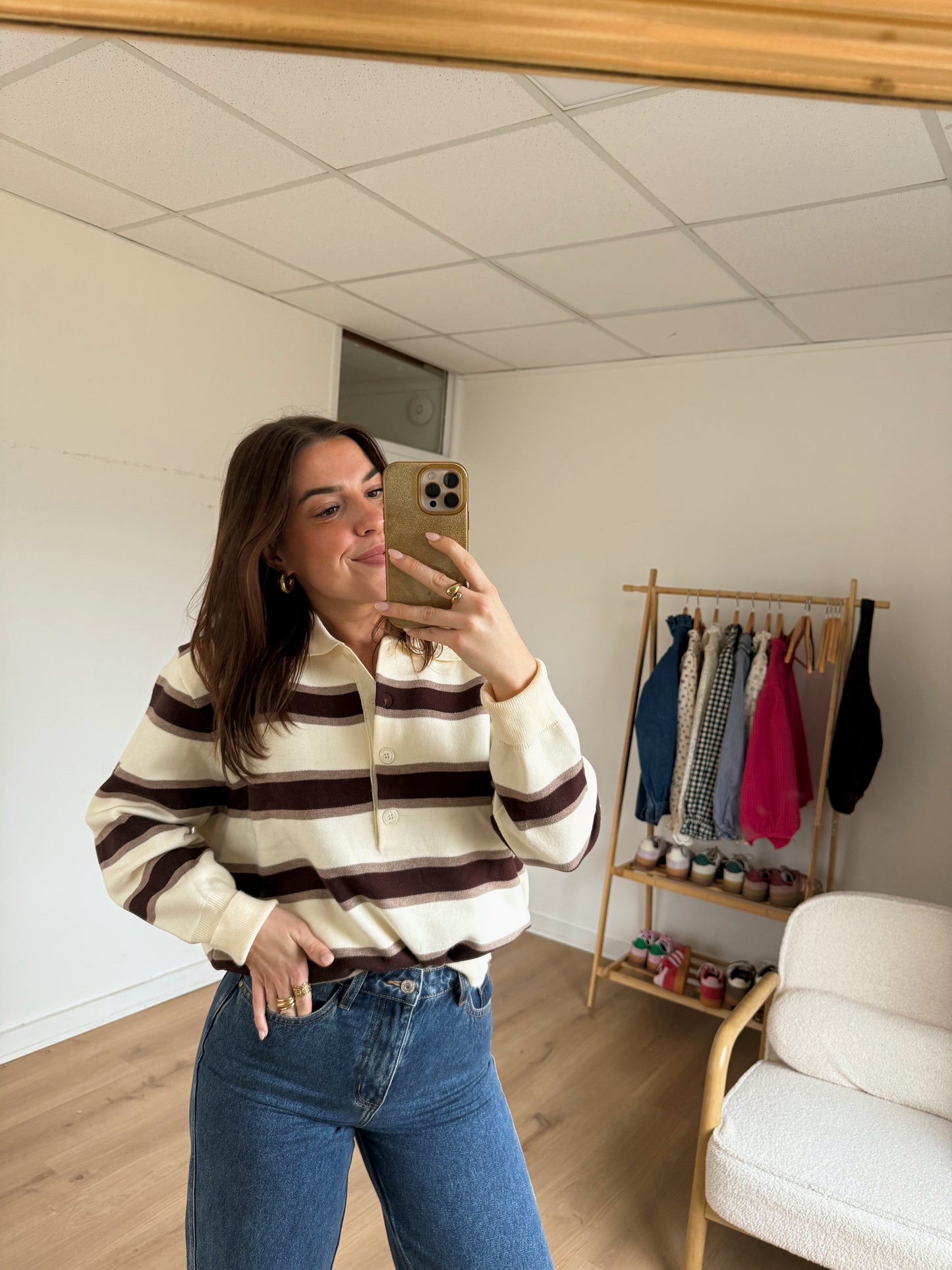 Polo à rayures Marine chocolat