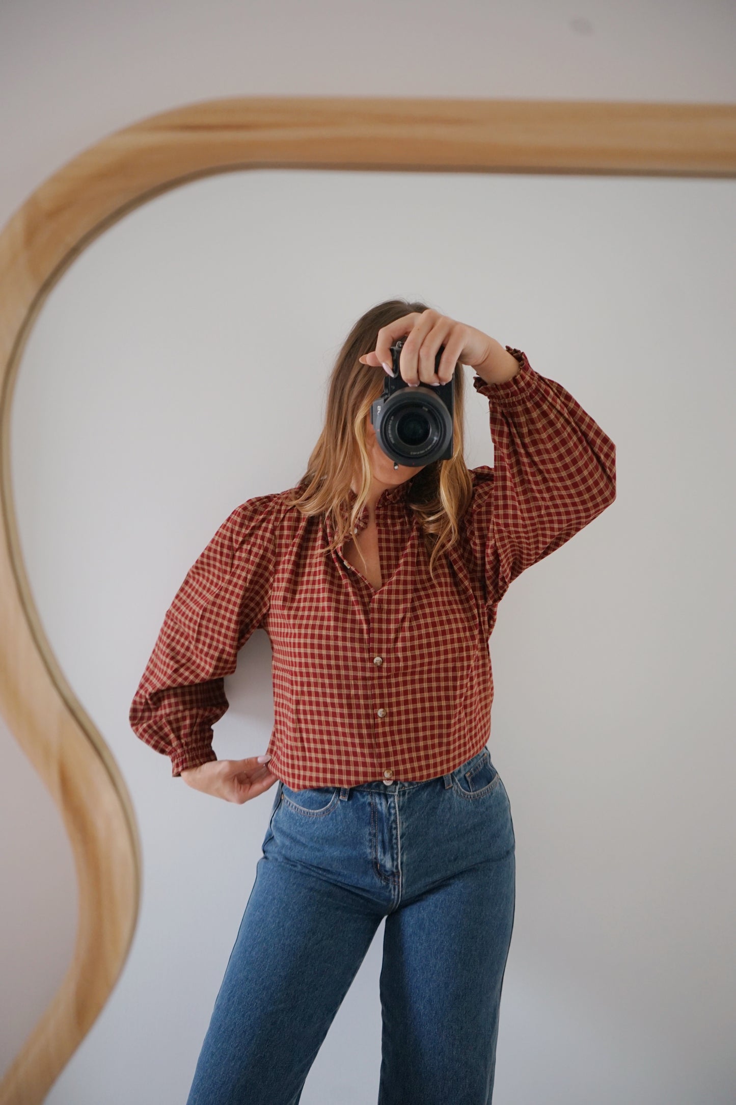 Blouse à carreaux Sybille bordeaux