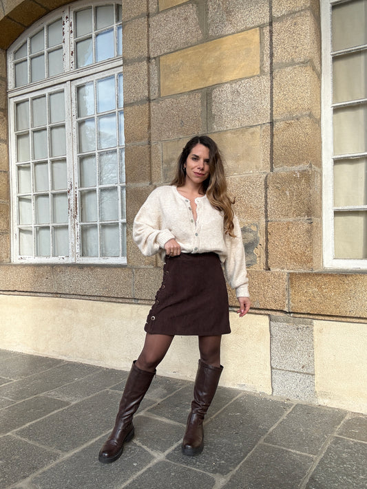 Jupe en velours Louisa chocolat