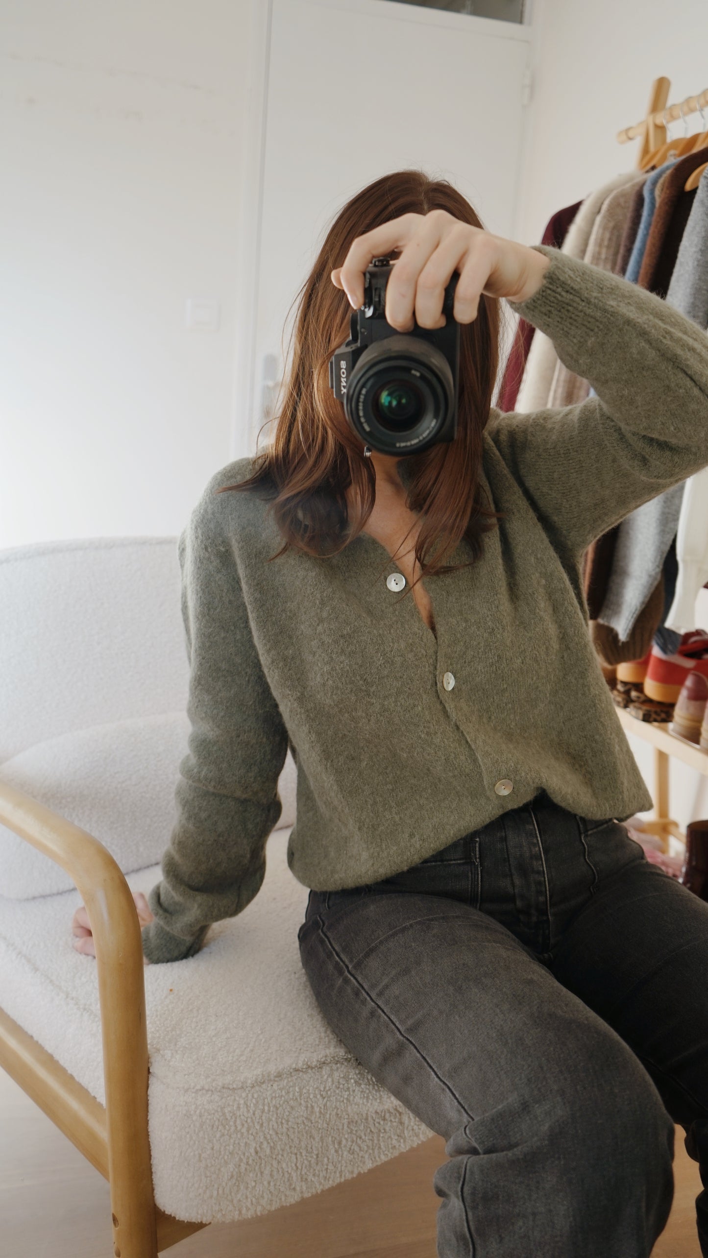 Maille en laine Léonie olive