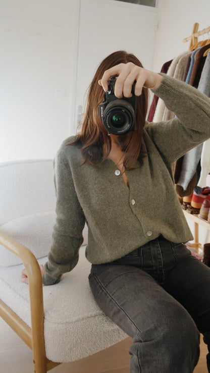 Maille en laine Léonie olive