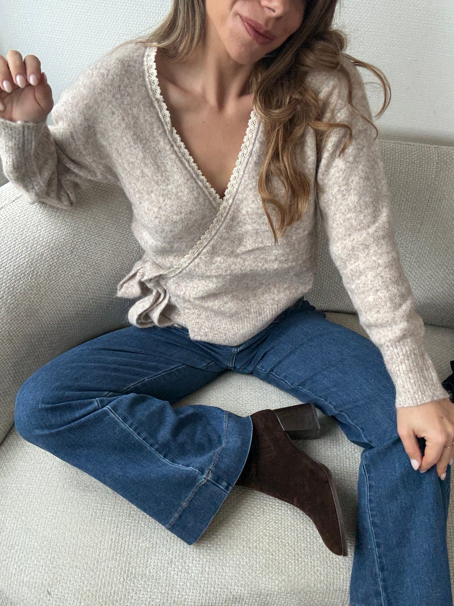 Cardigan à noeud Chloé taupe