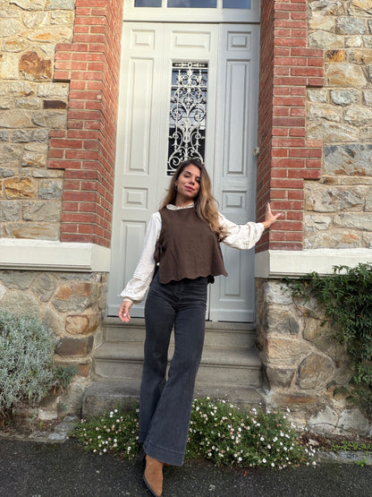 Pull sans manches chocolat Charline