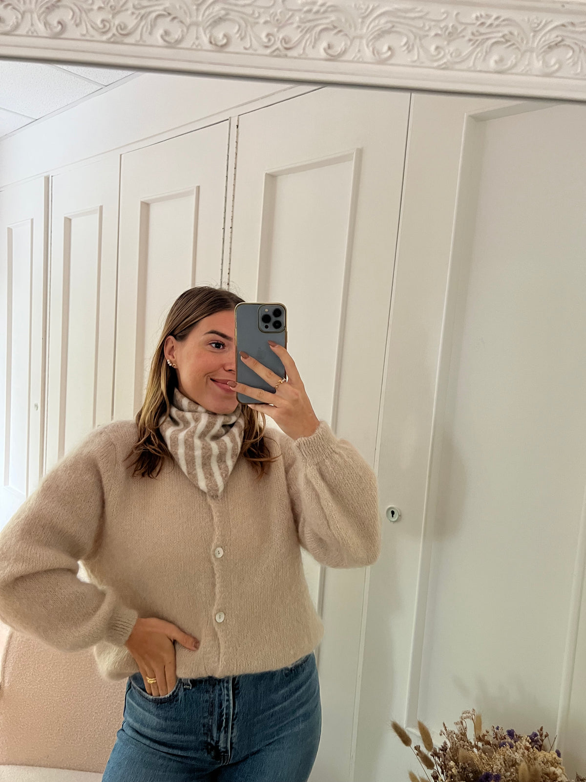 Bandana rayé beige