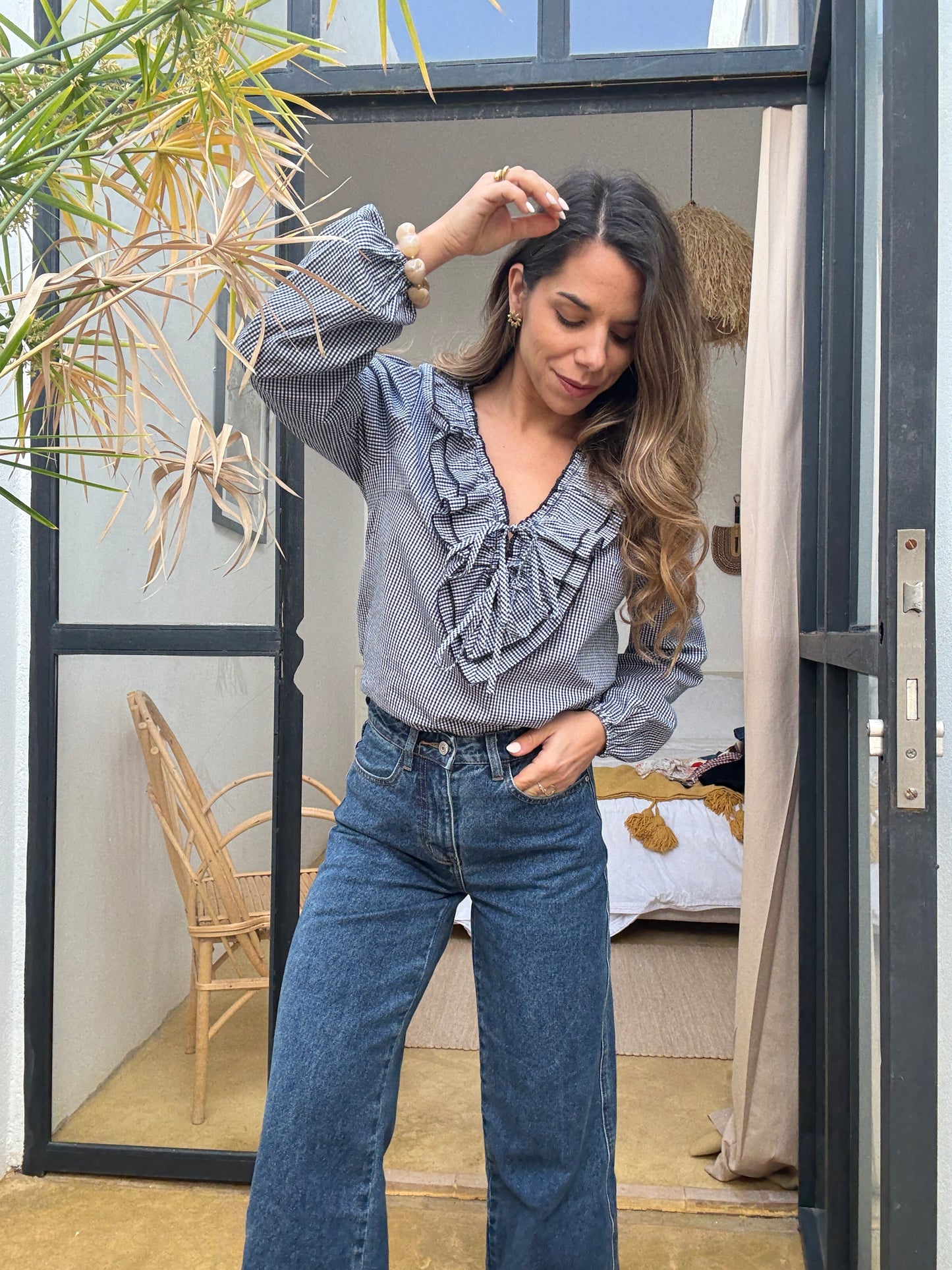 Blouse Stella vichy bleu marine