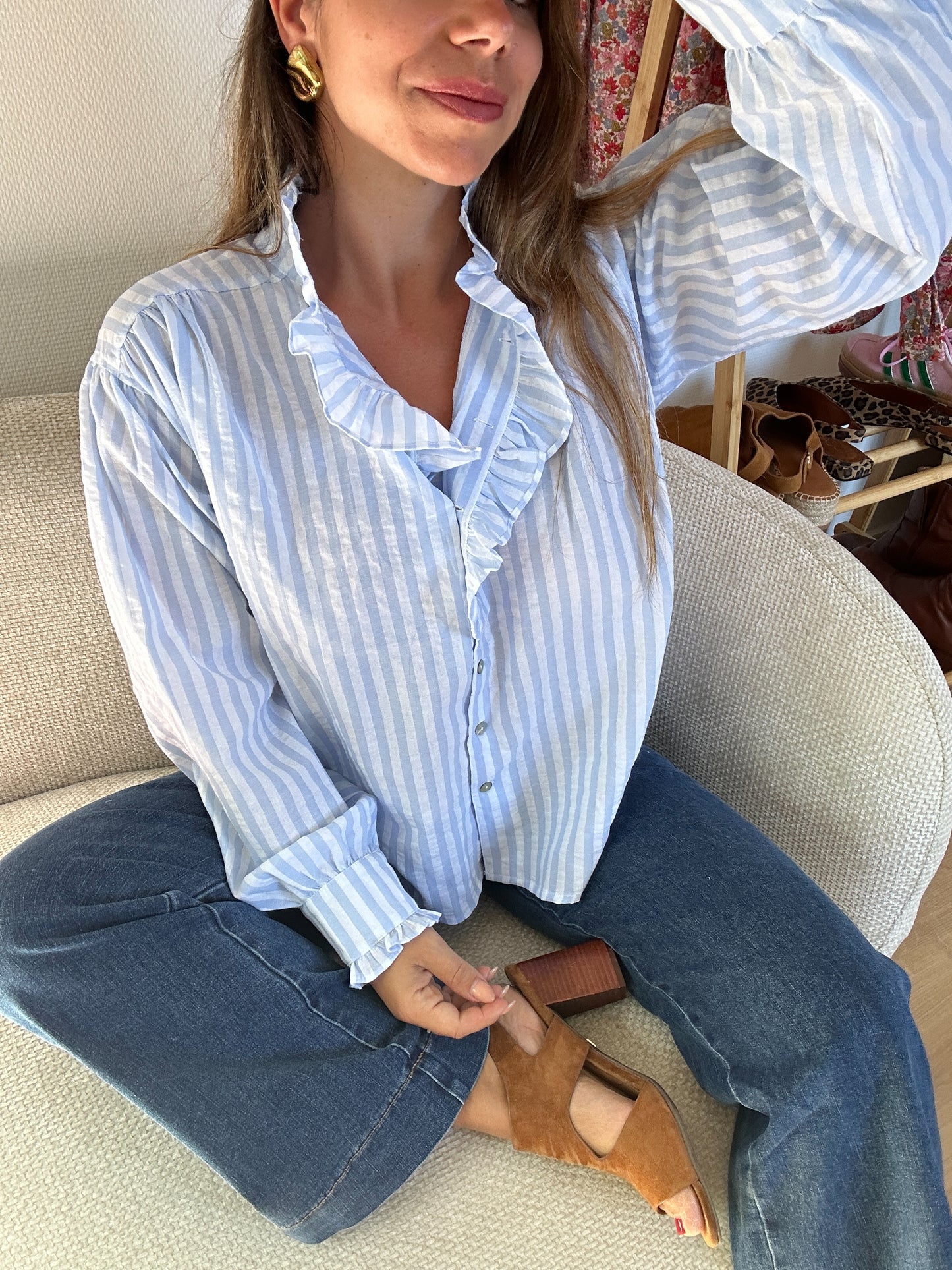 Chemise à rayures bleues et blanches Rosa