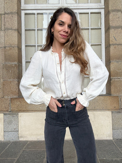 Blouse écrue en double gaze Lili