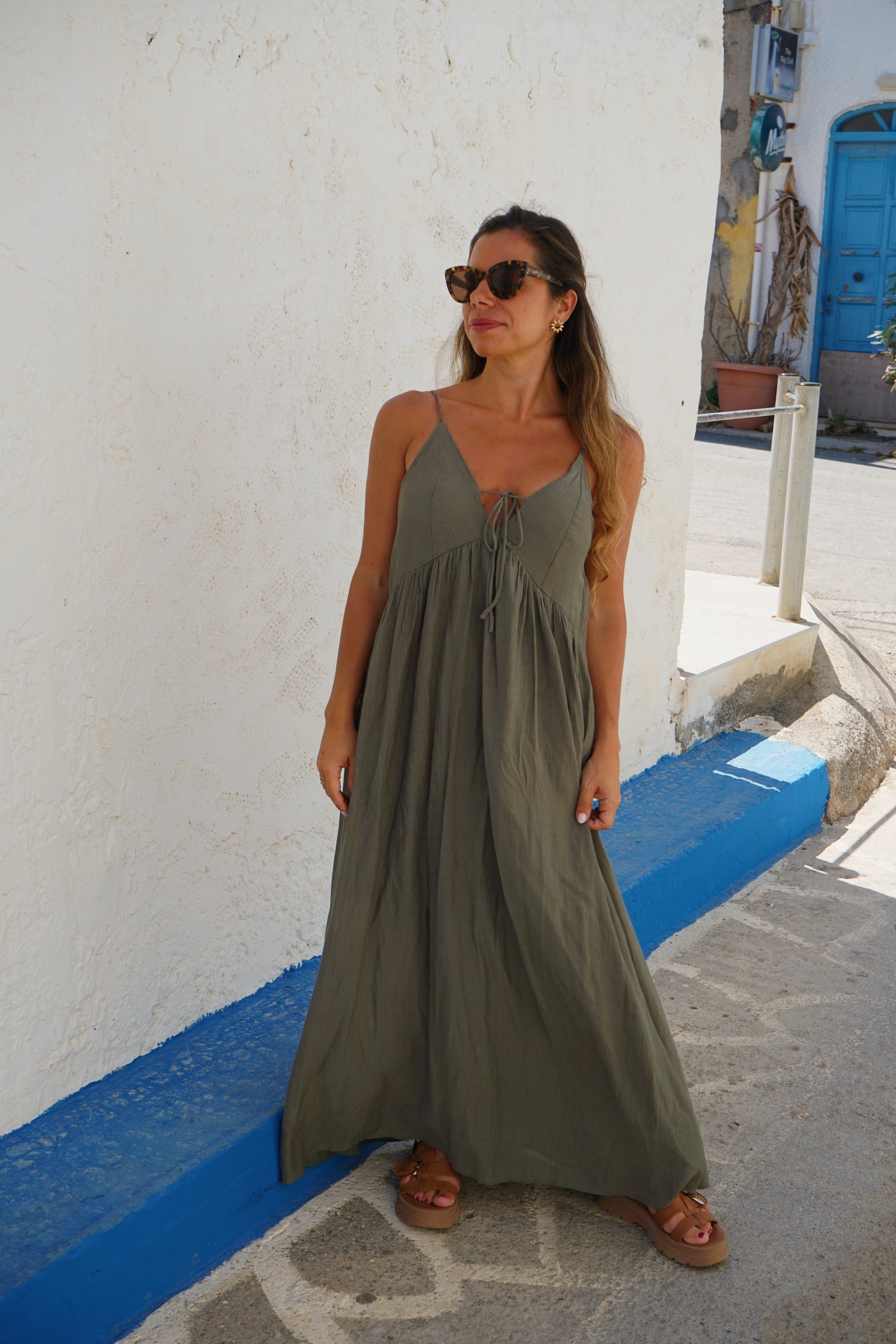 Robe longue Stella kaki