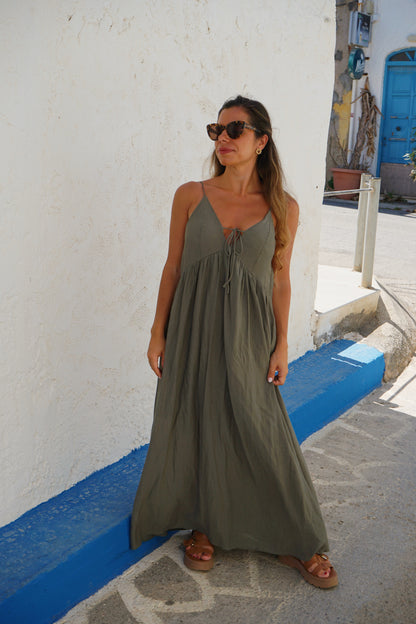 Robe longue Stella kaki