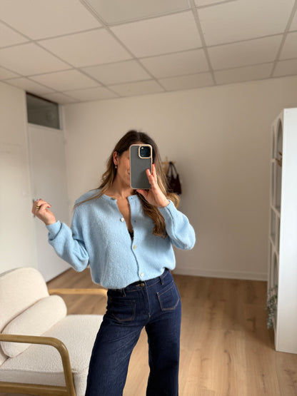 Maille en laine Léonie bleu glacier