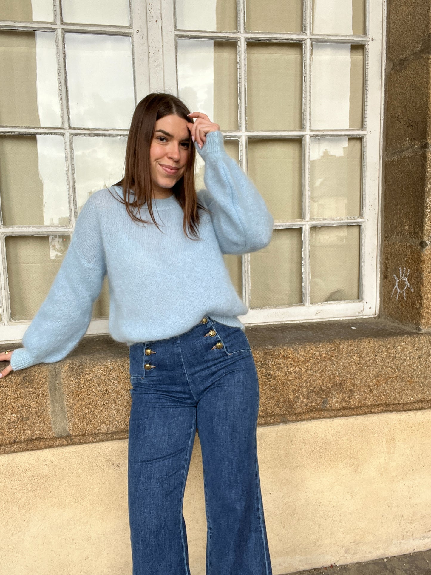 Maille en mohair et laine Gaia bleu glacier