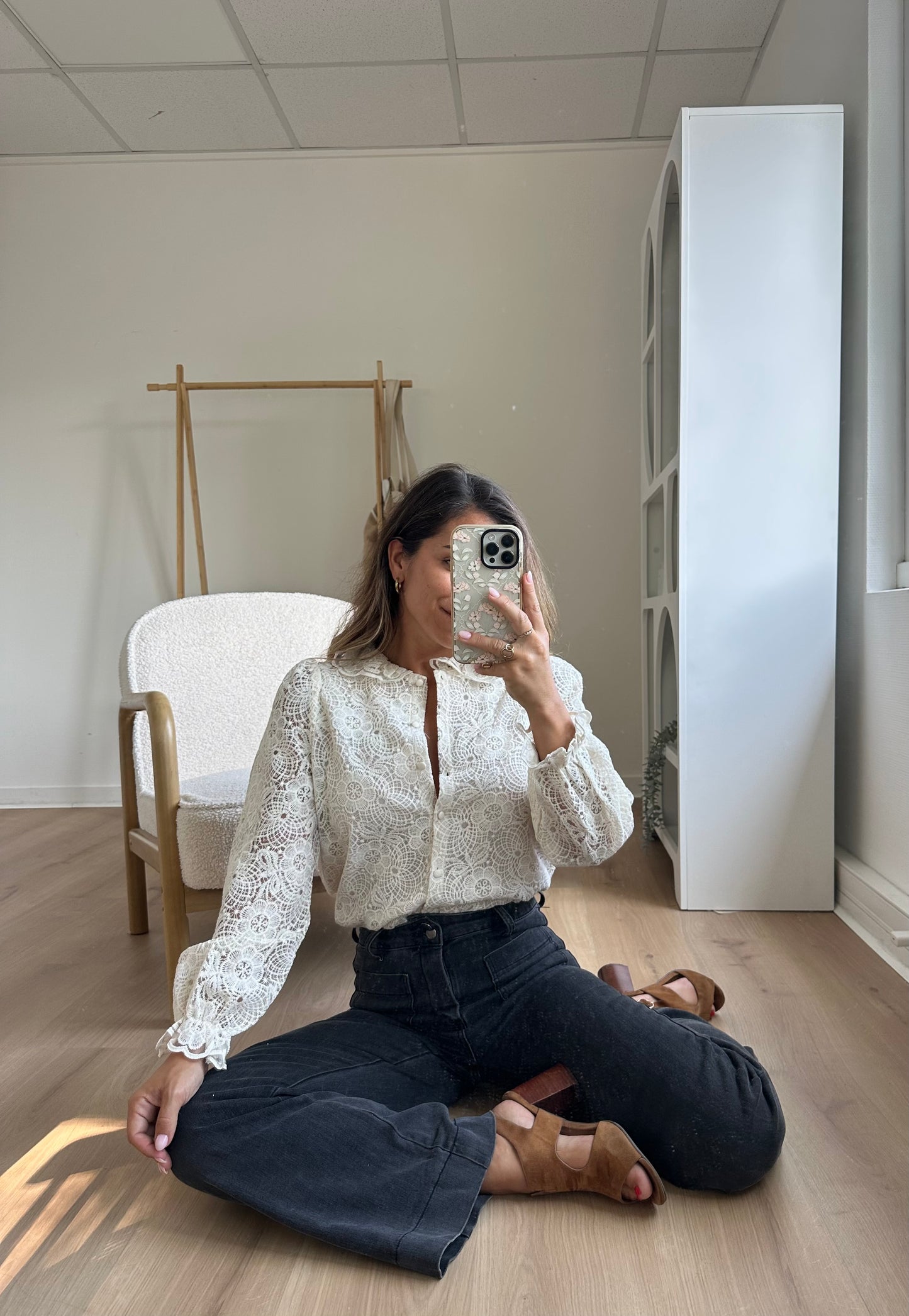 Blouse en dentelle écrue Rosa