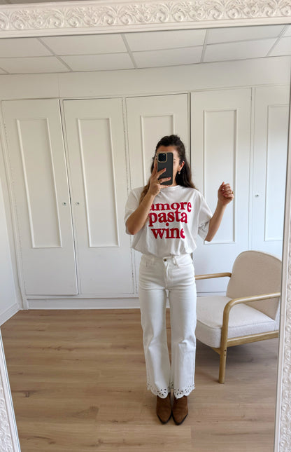 Tee shirt Amor, Pasta, wine