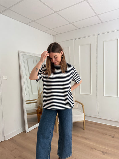 Tee-shirt rayé bleu marine Jules