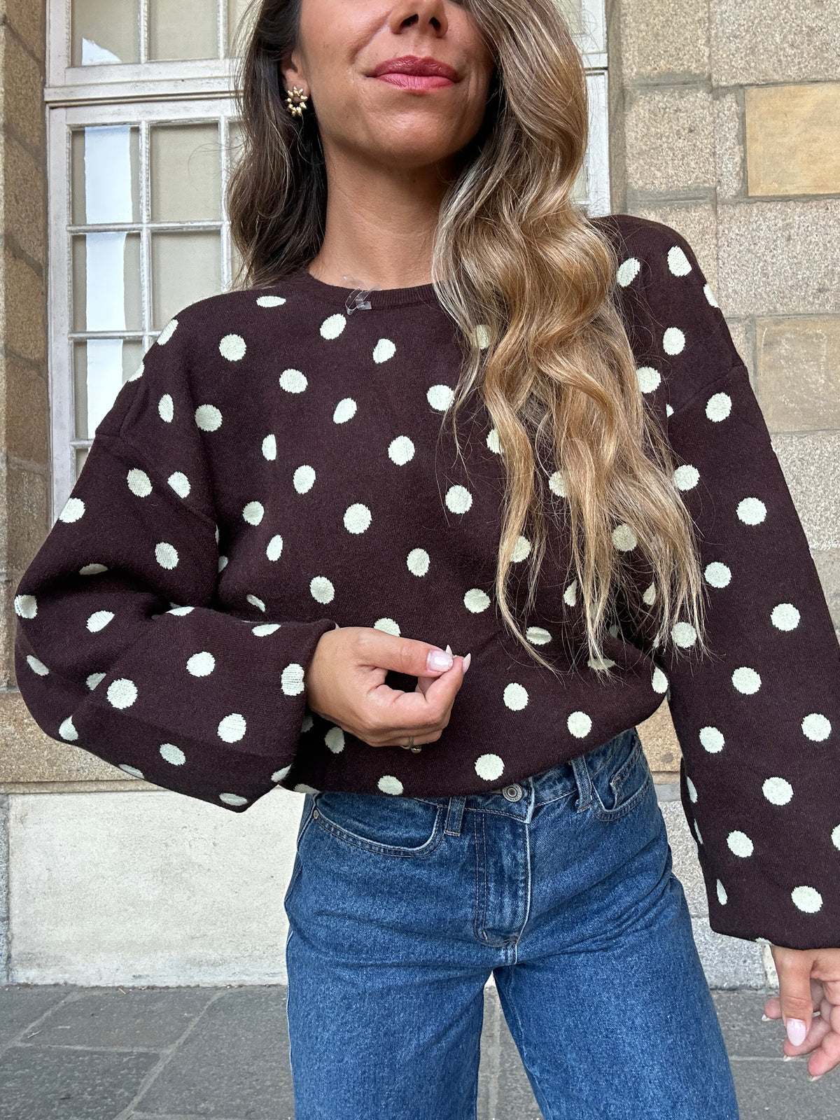 Pull à pois chocolat Zélie