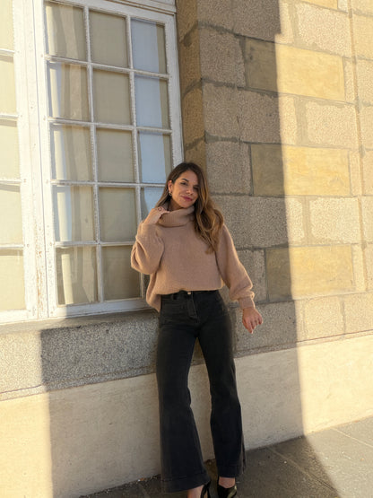 Maille col roulé en mohair et laine Faustine camel