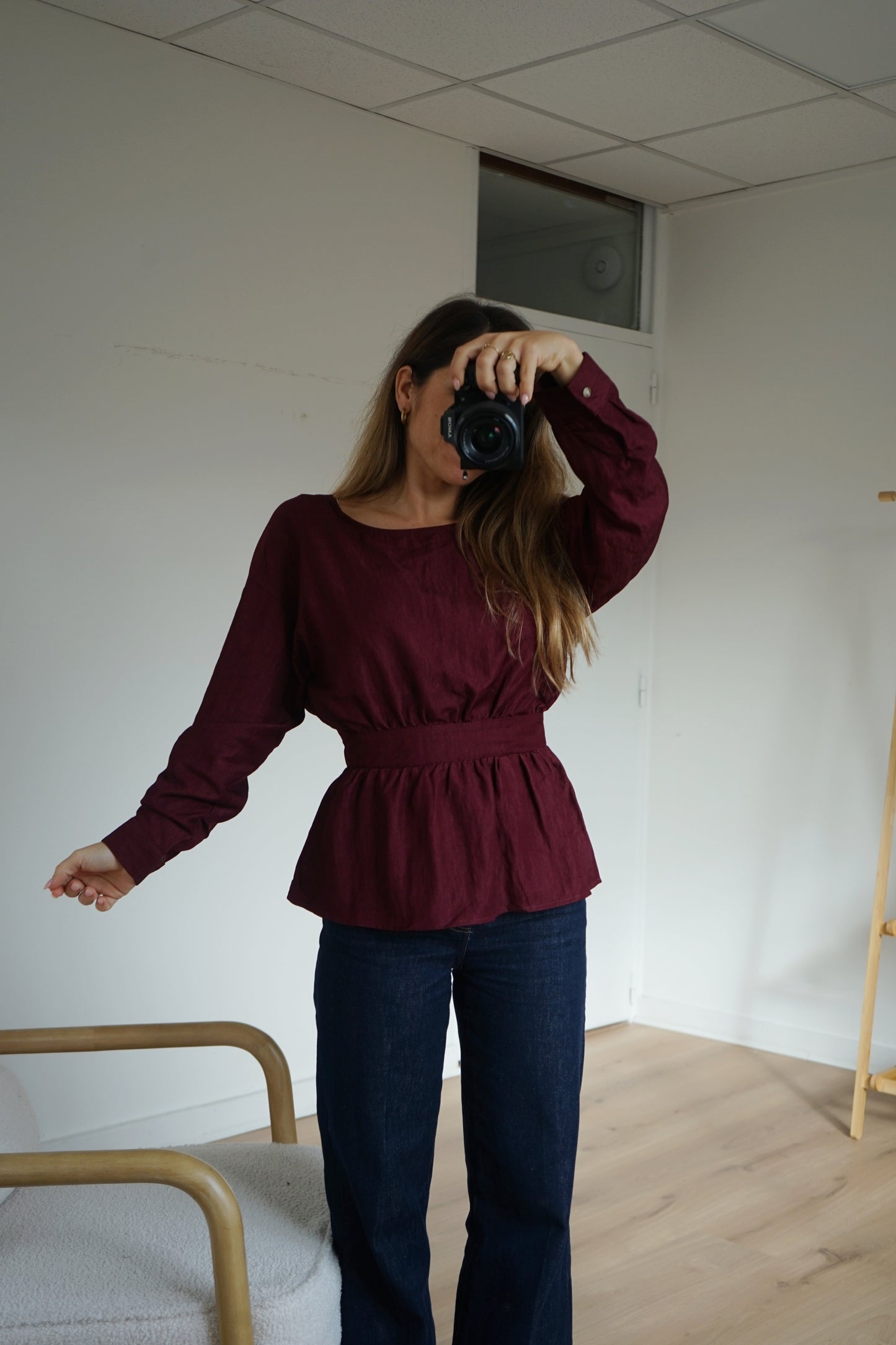Blouse à noeud bordeaux Lana