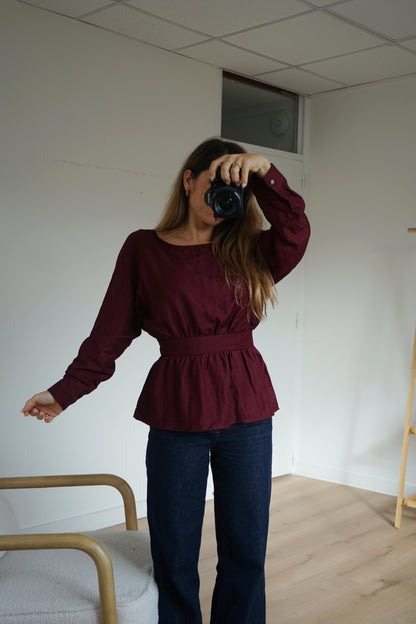 Blouse à noeud bordeaux Lana