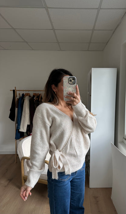 Cardigan à noeud Chloé beige
