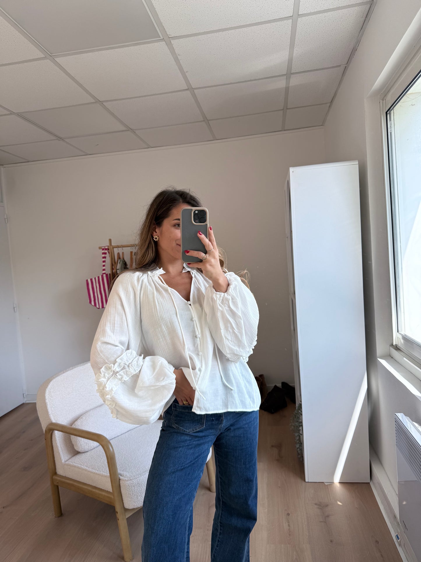 Blouse Esmée à volants écru