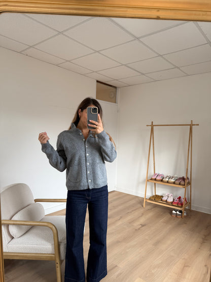 Cardigan à col Colette gris