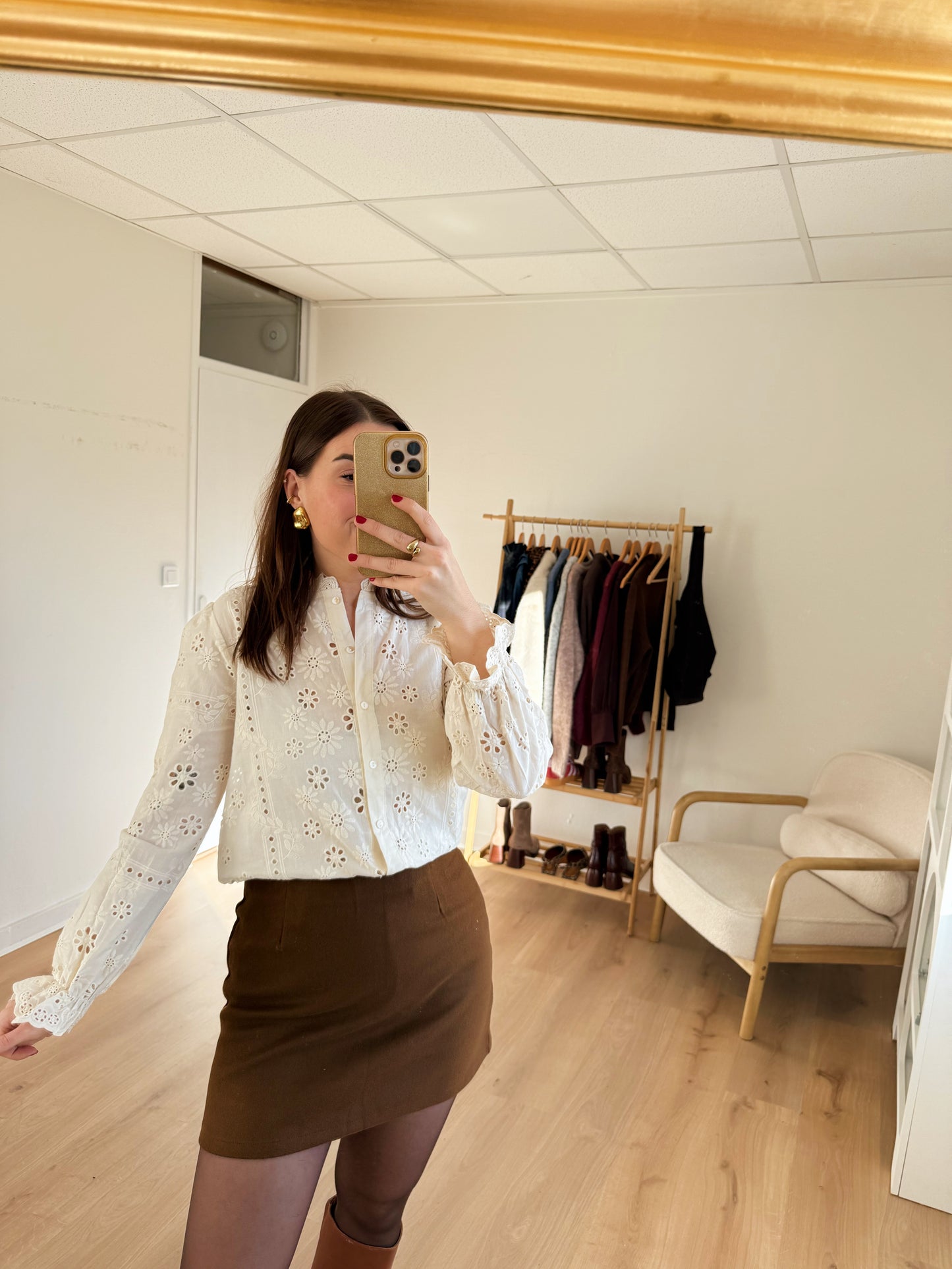 Jupe effet laine Lou chocolat