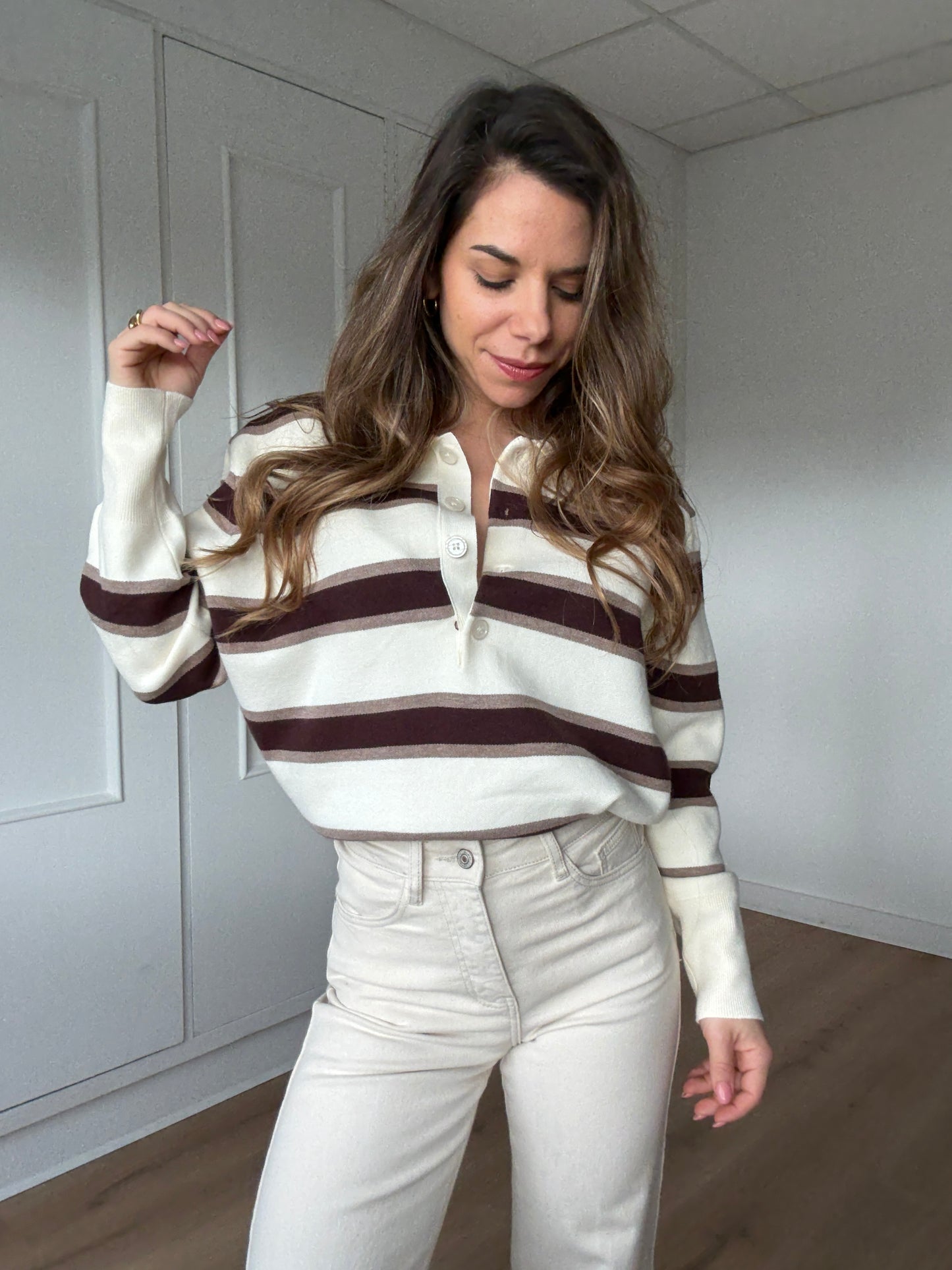 Polo à rayures Marine chocolat