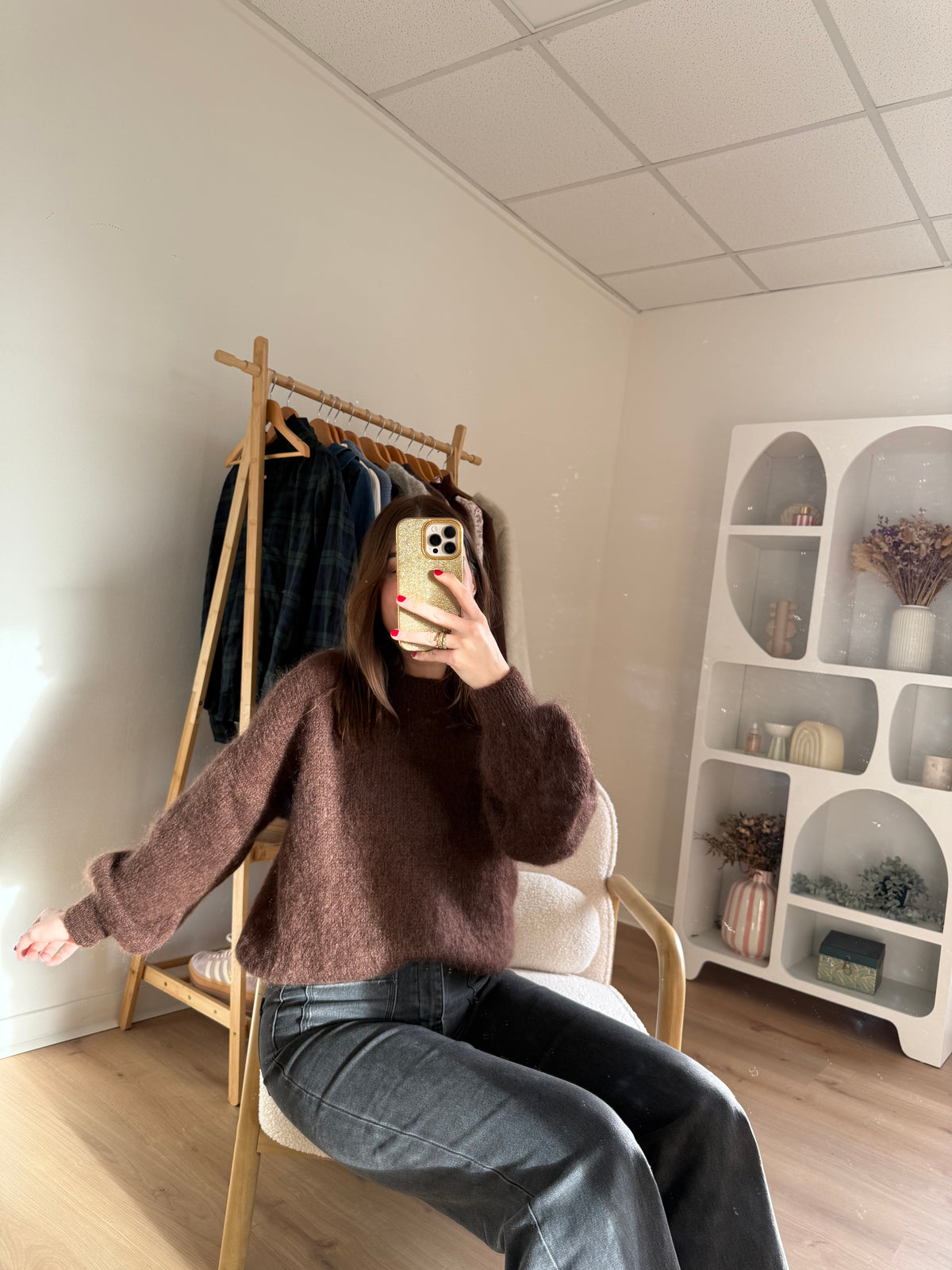 Maille en mohair et laine Gaia chocolat