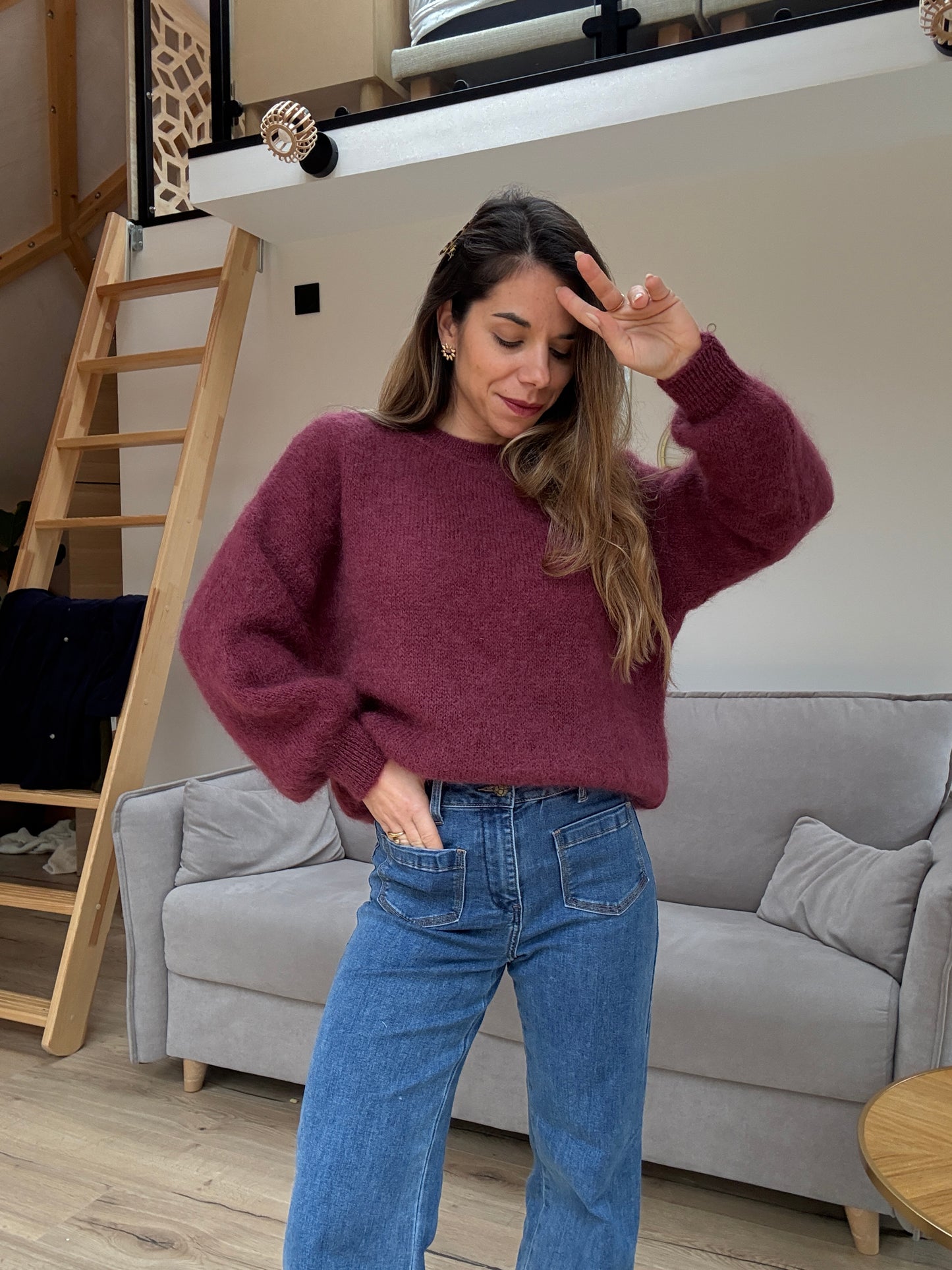 Maille en mohair et laine Gaia Bordeaux