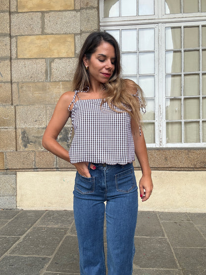 Top vichy Aimée marron