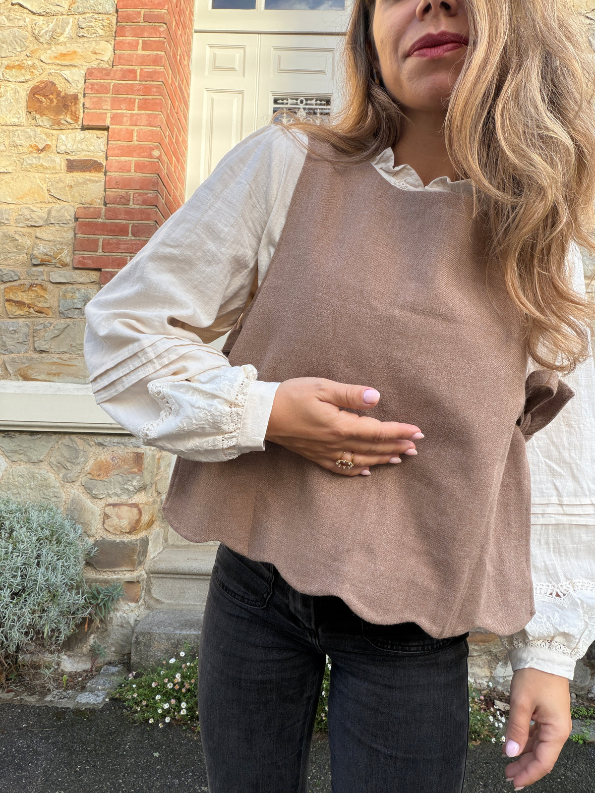 Pull sans manches taupe Charline