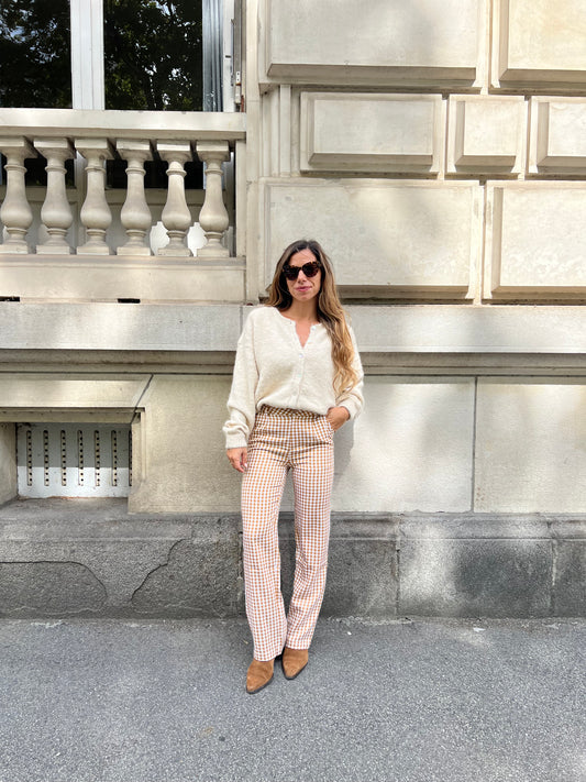 Pantalon Vichy camel Aurora