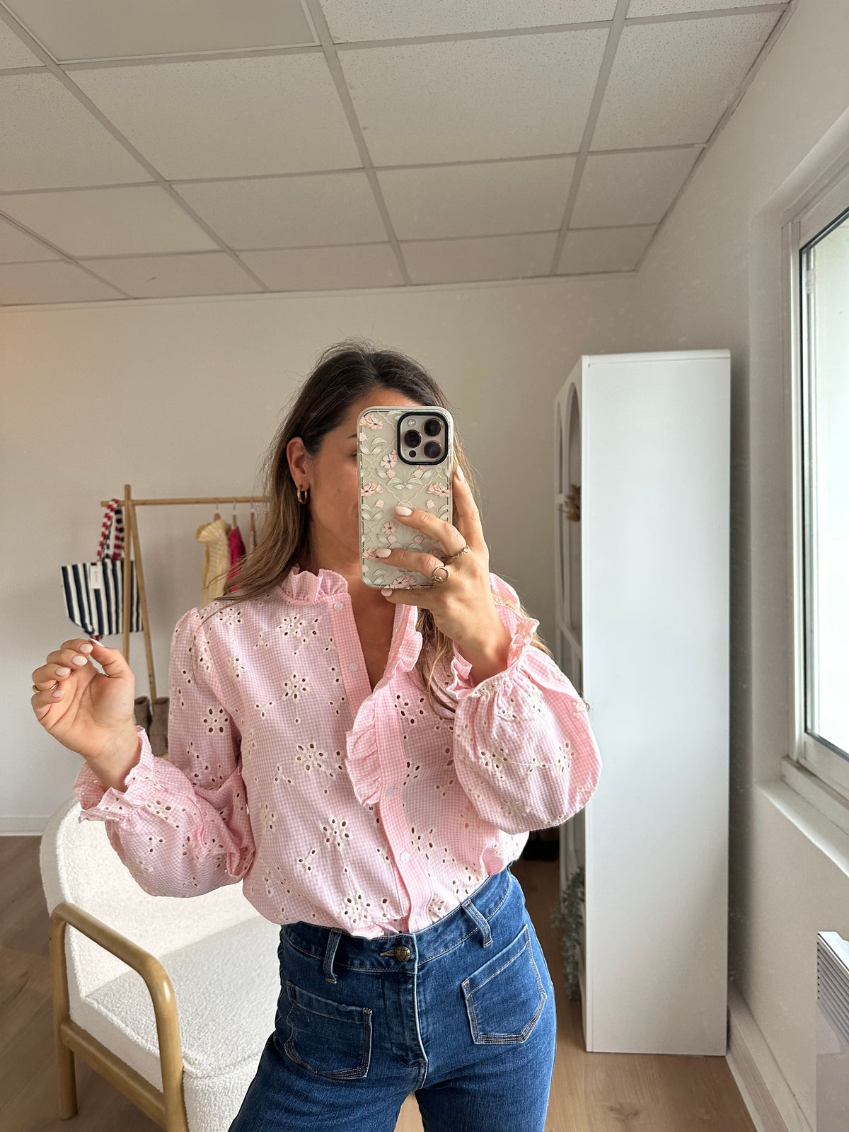 Blouse brodée baby pink Apolline
