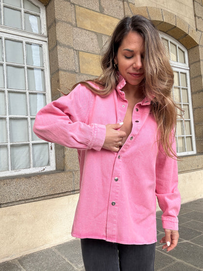 Veste en jean Céleste rose bonbon