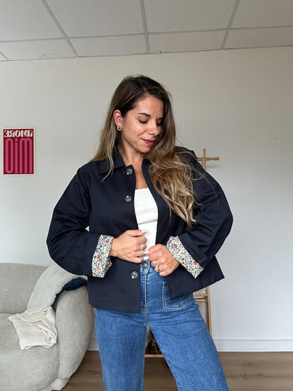Veste trench liberty en coton marine Edith