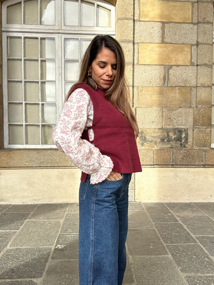 Pull sans manches Isaure Bordeaux