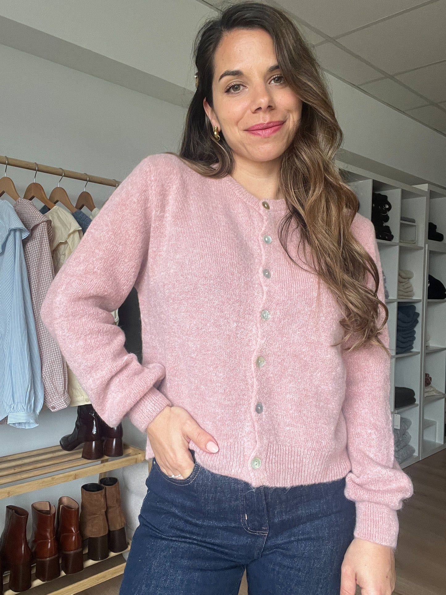 Cardigan vieux rose Léonore