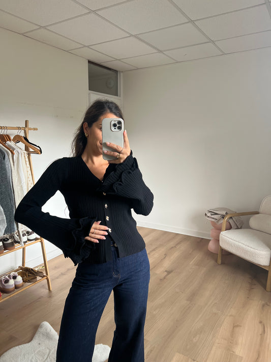 Gilet côtelé noir Anna
