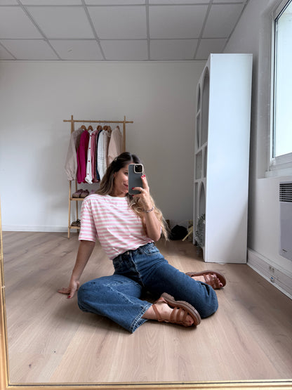 Tee-shirt rayé rose Jules