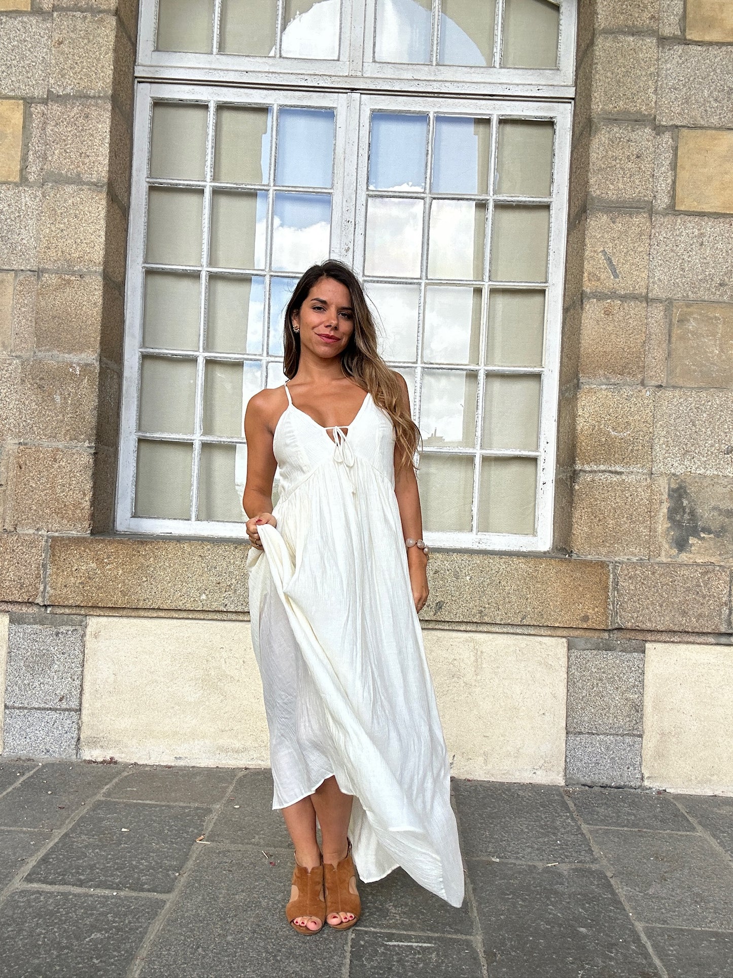 Robe longue Stella écrue