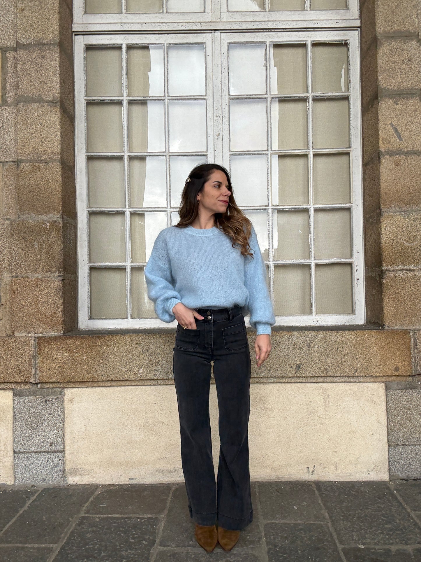 Maille en mohair et laine Gaia bleu glacier