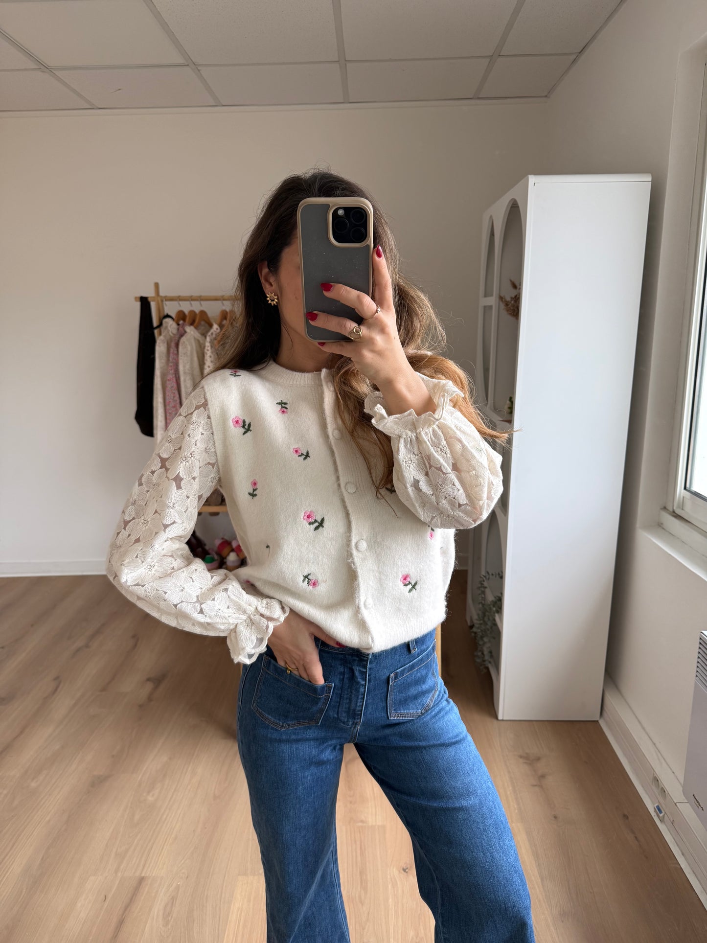 Pull sans manches fleuri Lina