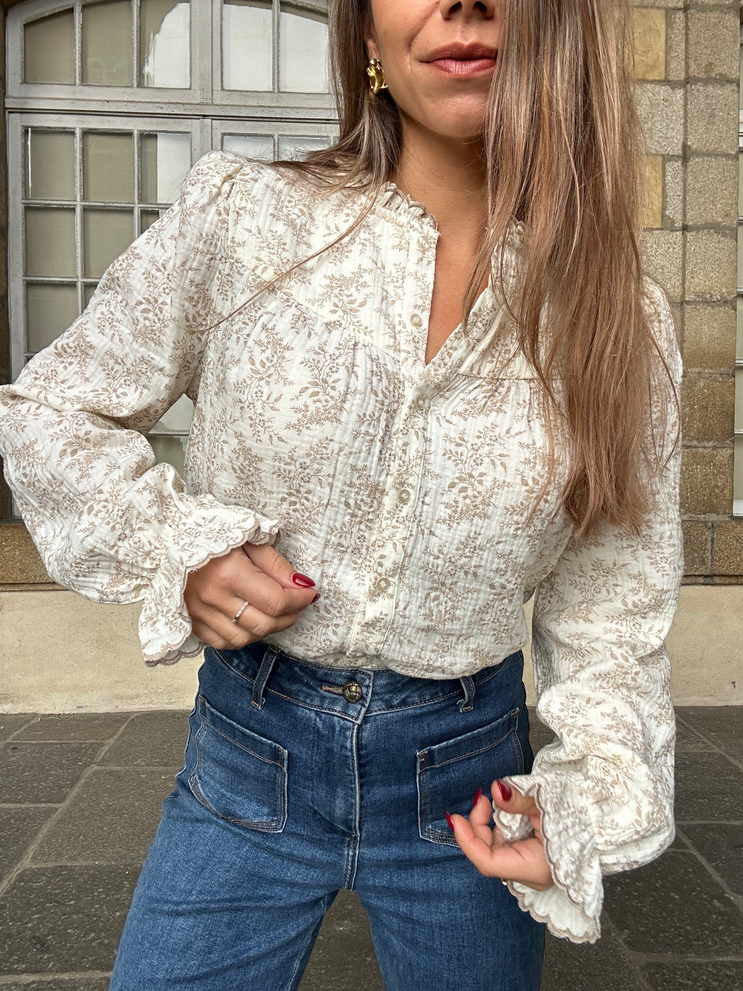 Blouse fleurie Amélia beige