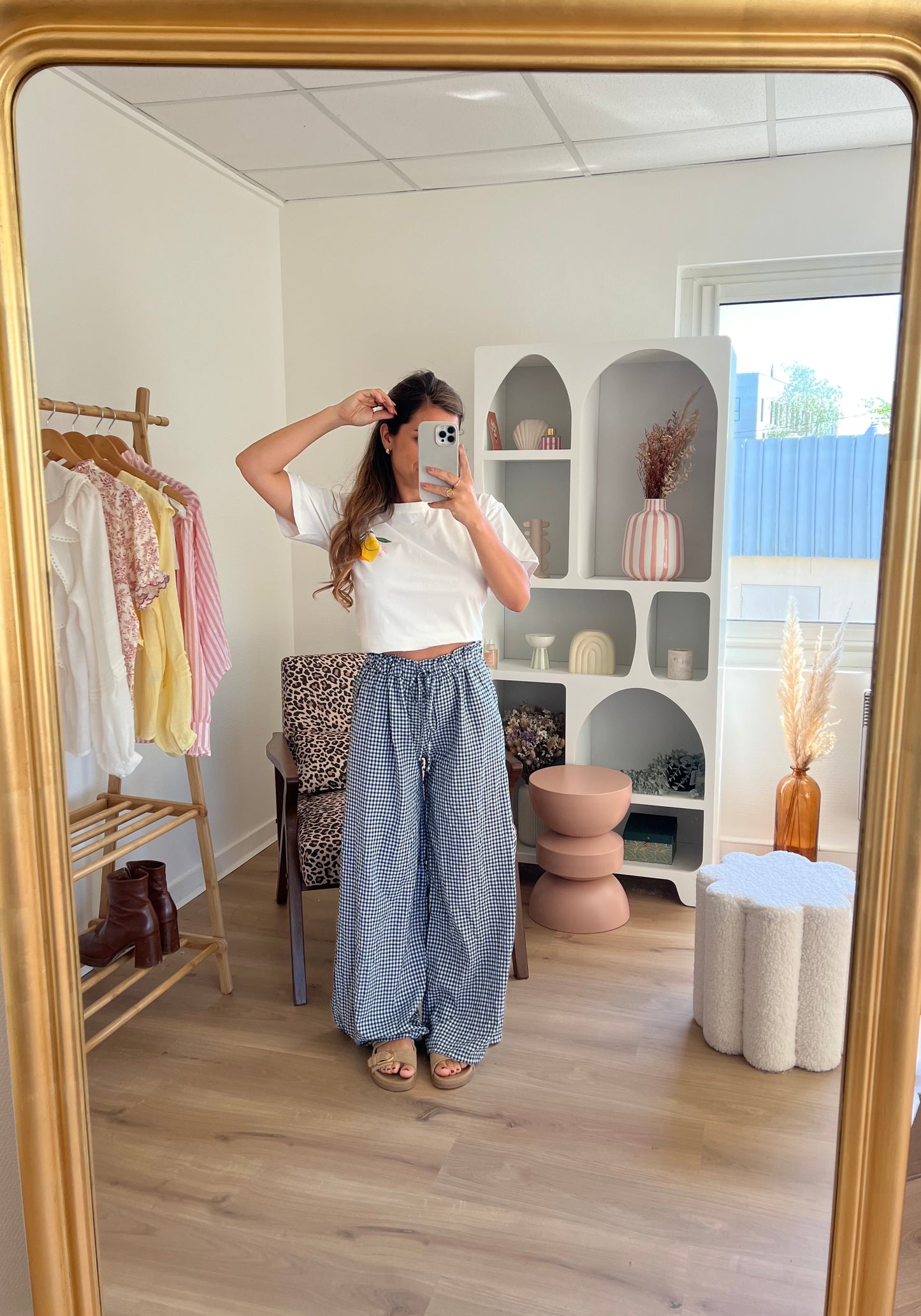 Pantalon fluide vichy Max bleu marine