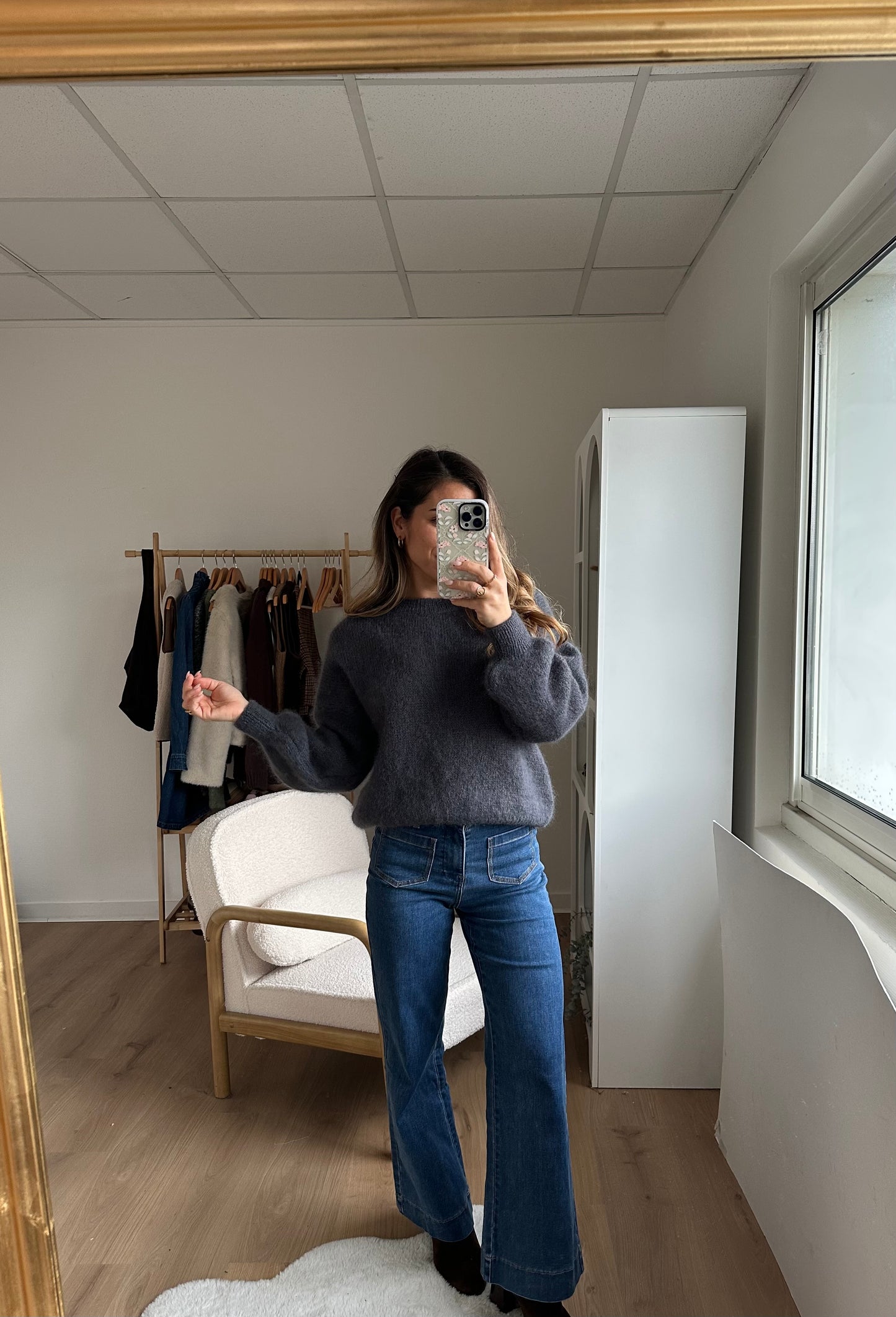 Maille en mohair et laine Gaia gris foncé