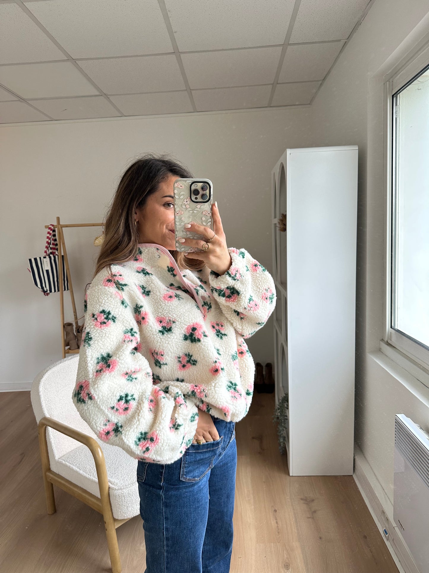 Veste moumoute fleurie Lisa