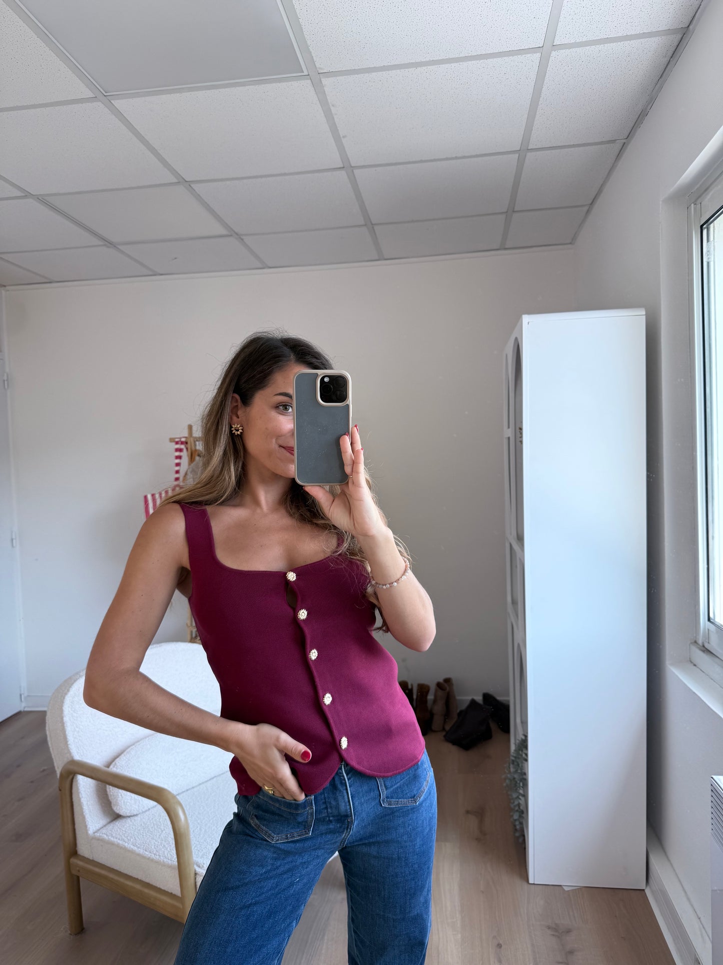 Top Ambre bordeaux