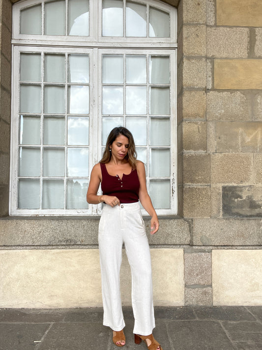 Pantalon en lin beige