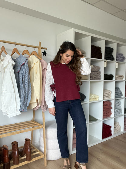 Pull sans manches à noeuds bordeaux Valentine
