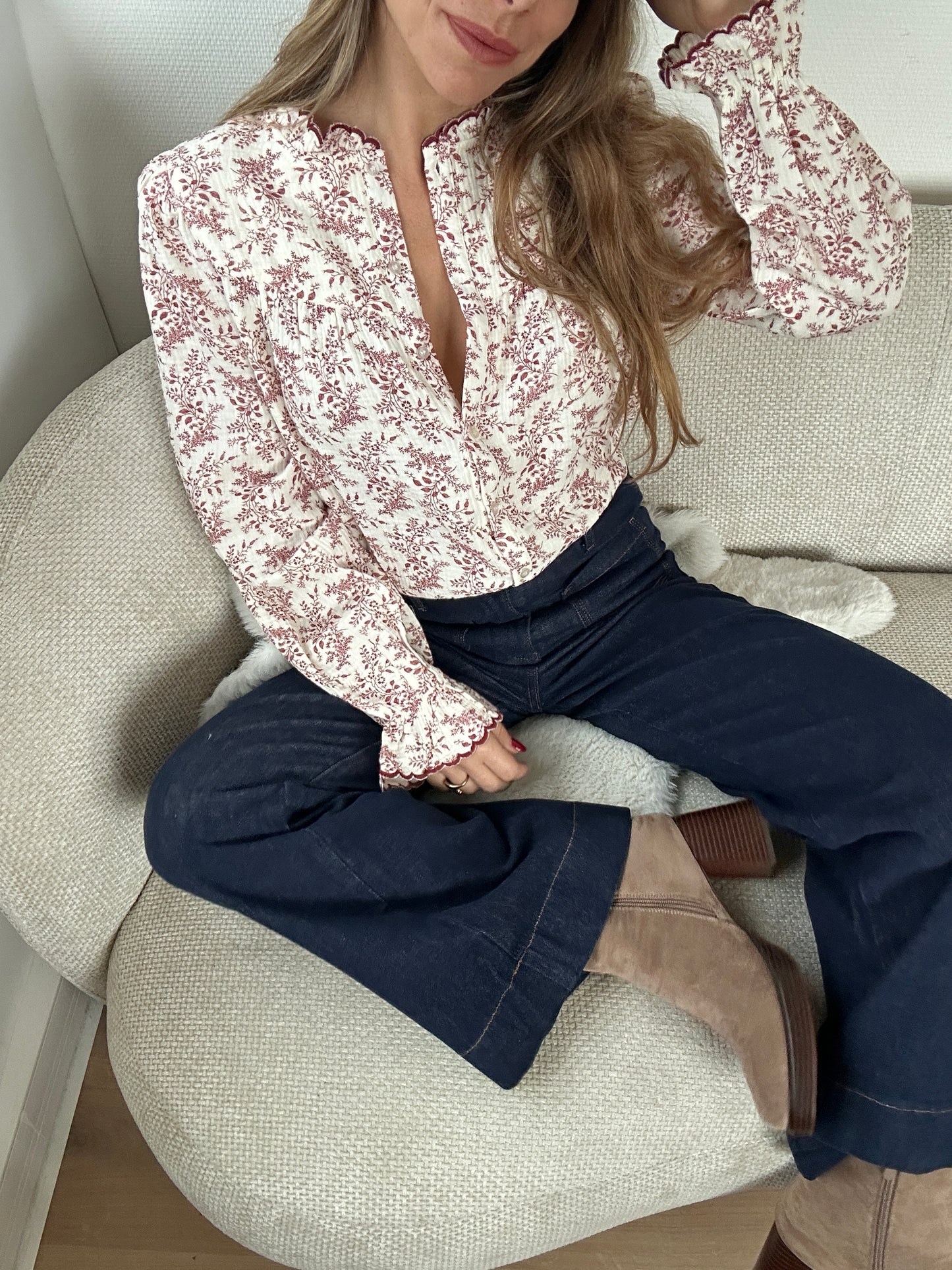 Blouse fleurie Amélia Bordeaux